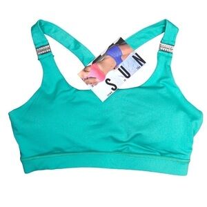 SEWN IN THE SUN Soft Green Sports Bra, Size Medium NWT Figure Competition